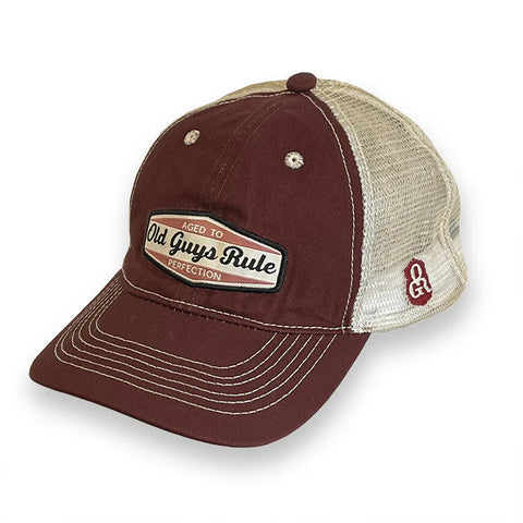 Aged to Perfection Trucker Hat Wine/ Ivory