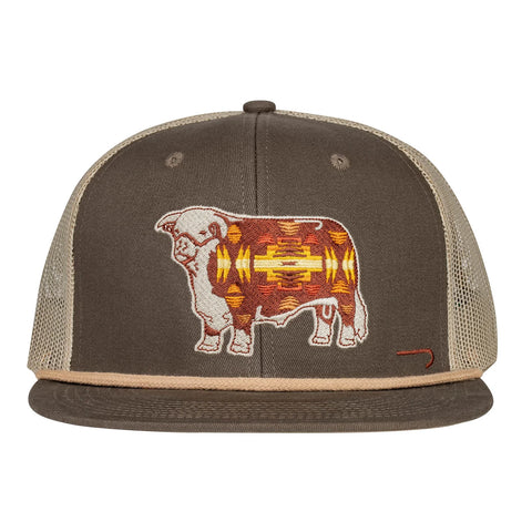 Olive & Tan Apache Hereford Bull Trucker Hat