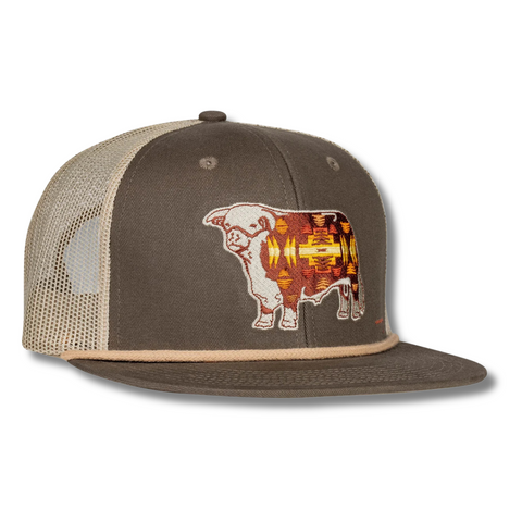 Olive & Tan Apache Hereford Bull Trucker Hat