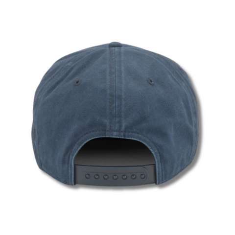 Back view of American Needle Bronco Walker Hat in Navy with adjustable strap closure and garment-washed finish
