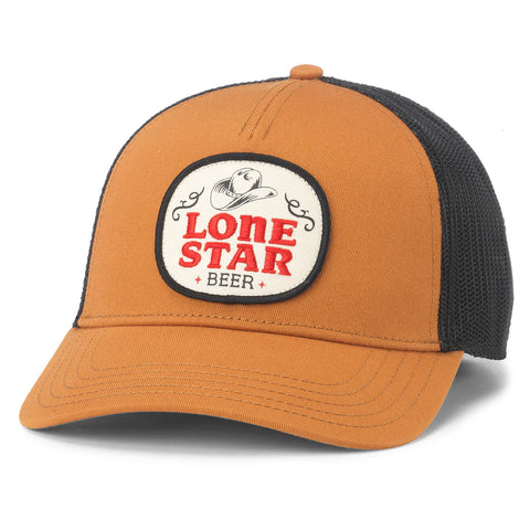 Front view of American Needle Lone Star Twill Valin Patch Cap featuring a vintage-style Lone Star patch on a structured twill front panel