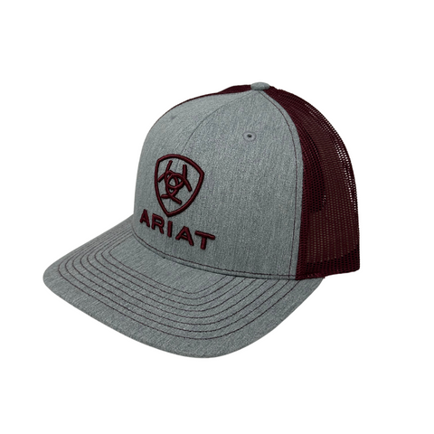Side view of Ariat Embroidered Cap showing curved brim and breathable mesh back panel - Rooster