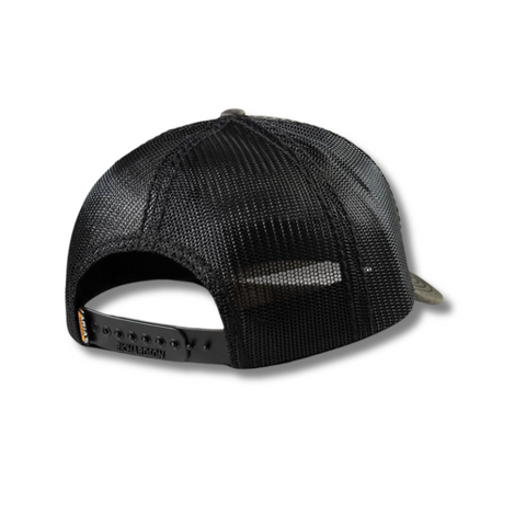 Back of Ariat WorkHog Patch Snapback Cap in charcoal with adjustable snapback closure and breathable mesh