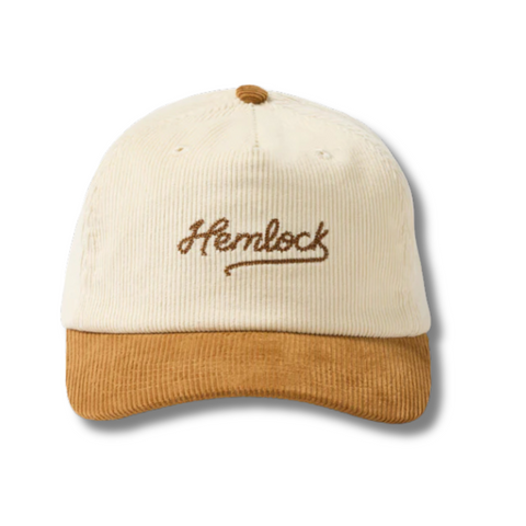 Front view of Hemlock Wesley Baseball Hat in brown featuring an unstructured crown and curved brim with tonal stitching