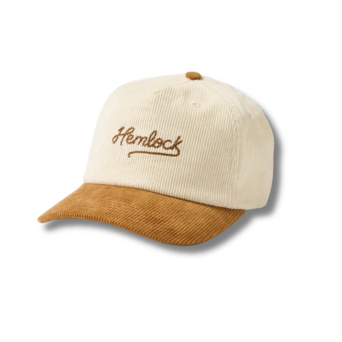 Side view of Hemlock Wesley Baseball Hat in brown showing relaxed fit, soft cotton fabric, and vintage-inspired silhouette