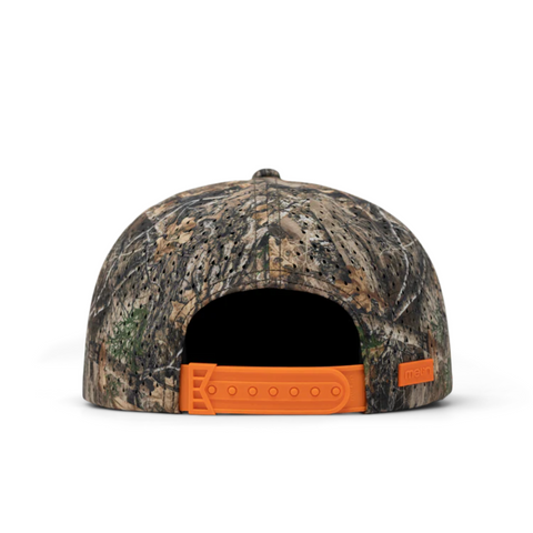 Back view of Melin Coronado Real Tree Hydro Hat in Edge with adjustable closure and sweat-wicking interior lining