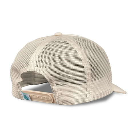 Back of Sendero Coastal Cowgirl Hat in cream and brown with adjustable snapback closure and breathable mesh panel