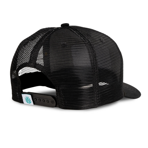 Back view of Sendero Cowboy Pro Shop Hat in Black with adjustable snapback closure and breathable mesh back for comfort