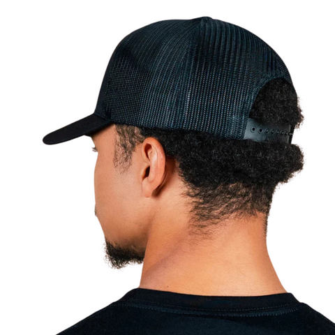 Back view of State Forty Eight Snapback Hat Classic in Black & Brown with adjustable snapback closure and breathable black mesh