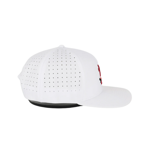 Side view of Waggle The Chase Hat showing mid-profile fit, breathable mesh back panels, and curved visor