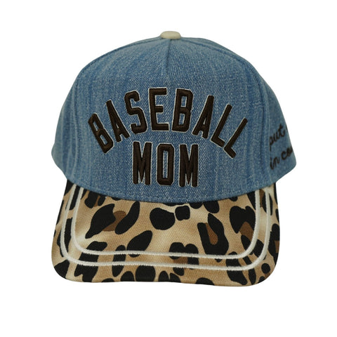 Blue Leopard Baseball Mom Hat