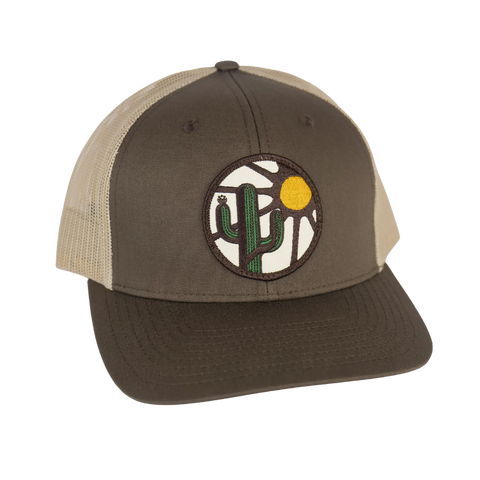 Blooming Saguaro Curved Trucker Brown