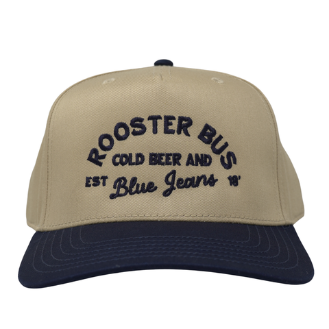Cold Beer and Blue Jeans Hat - Khaki/Navy - TopIt