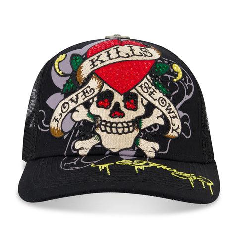 Rhinestone Love Kills Slowly Skull Hat