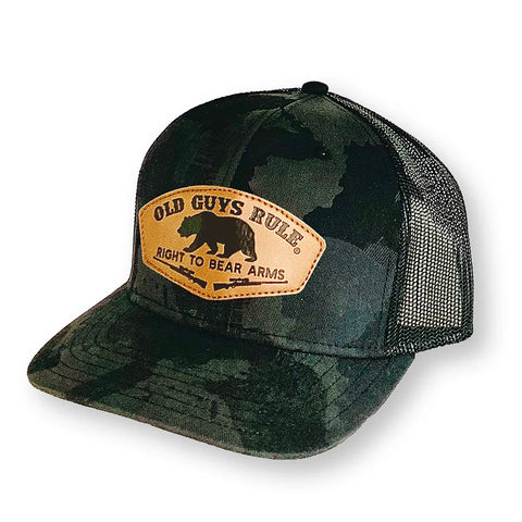 Right To Bear Arms Patch Trucker Hat Black Camo/ Black