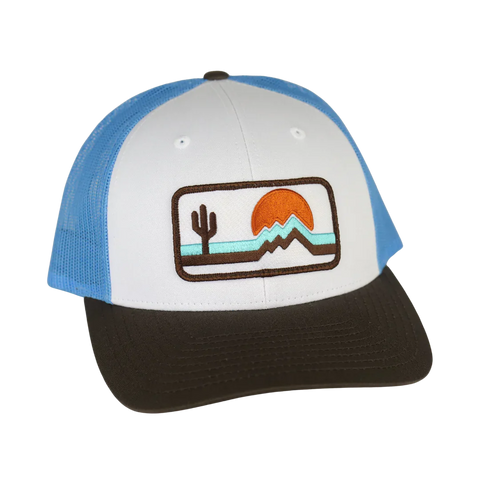 Retrozona Low Profile Trucker - Brown/White/Turquoise