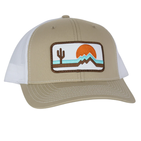 Retrozona Curved Brim Trucker - Khaki/White