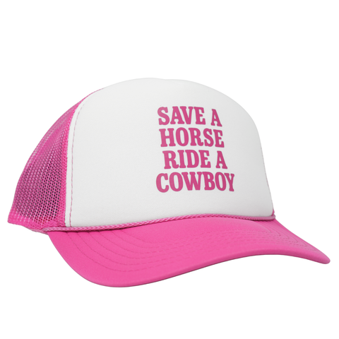 Save A Horse Ride A Cowboy Foamy Trucker - White/Pink - TopIt