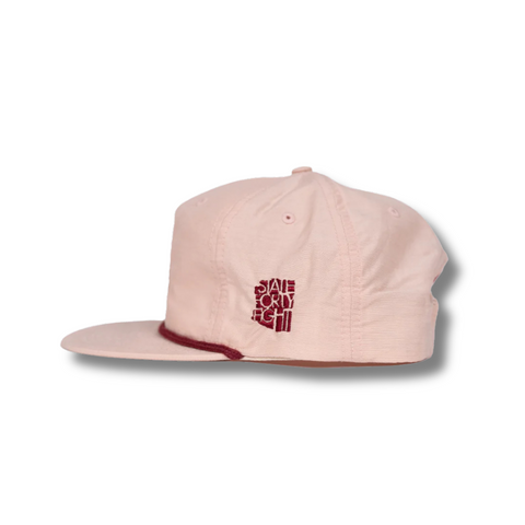 Snapback Hat Summer Script Pale Peach & Maroon