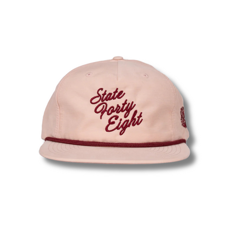 Snapback Hat Summer Script Pale Peach & Maroon