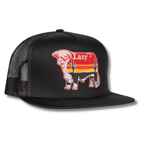 Black Sunrise Bull Trucker