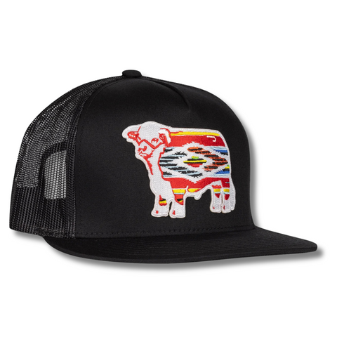 Black Serape Bull Trucker