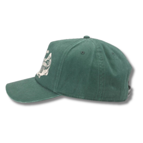 Side view of Miller High Life Walker Hat in Bottle showing soft cotton twill, curved brim, and classic dad hat silhouette