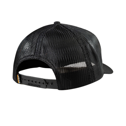 Back view of Ariat Work Patch snapback cap in black with bold patch logo – Rooster