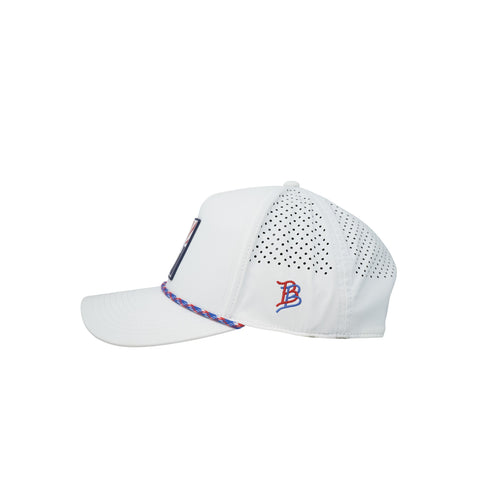Arizona Patriot Series Curved 5 Panel Rope – Color: White with RWB Rope