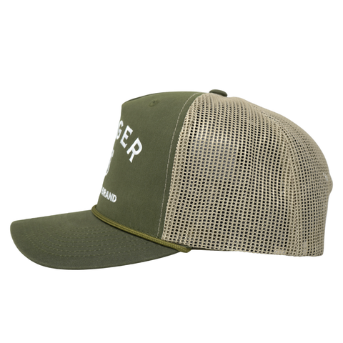 Branded Trucker Snapback – Color: Green Waxed Canvas