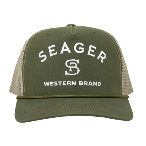 Branded Trucker Snapback – Color: Green Waxed Canvas