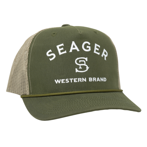 Branded Trucker Snapback – Color: Green Waxed Canvas