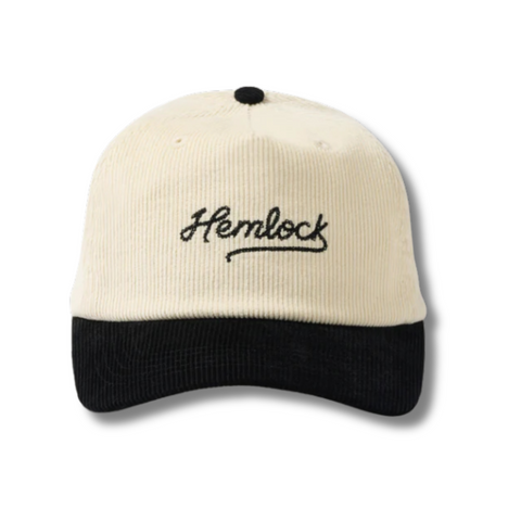 Front view of Hemlock Wesley Baseball Hat in black featuring an unstructured crown and curved brim with clean tonal stitching