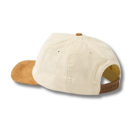 Back of Hemlock Wesley Baseball Hat in brown with adjustable strap closure and subtle branding